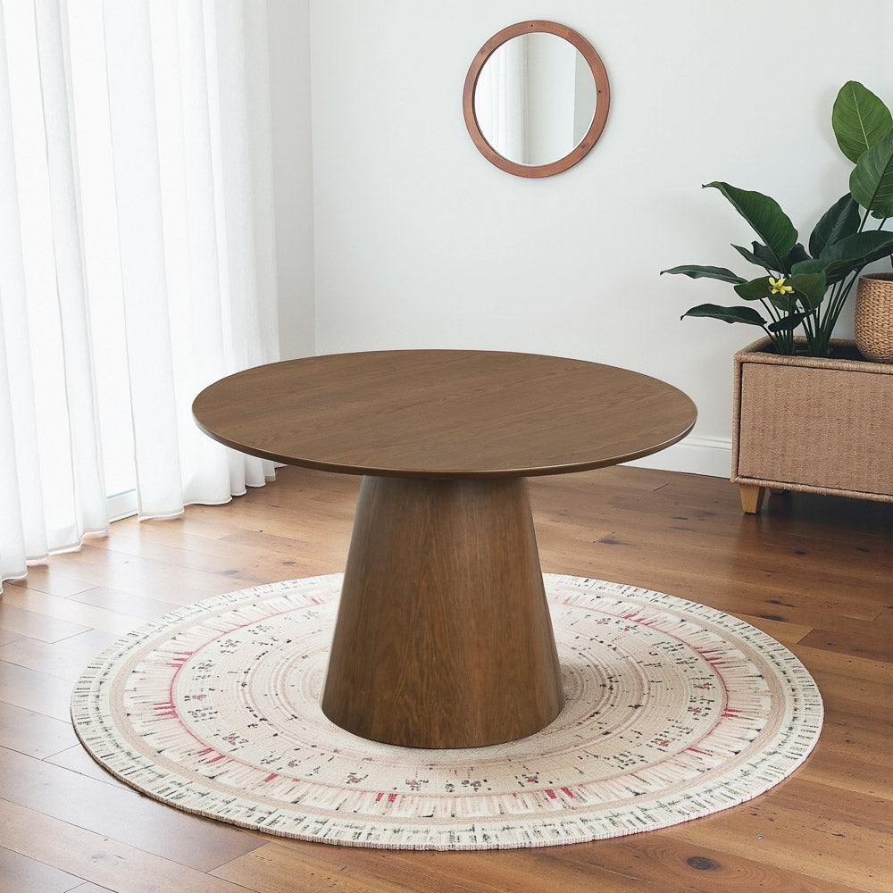 English Elm Ashcroft Furniture - Palamedes Solid Wood Round Table In Rich Walnut - Mid-Century Modern Design For Elegant Dining Spaces B183S00197