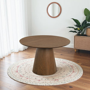 English Elm Ashcroft Furniture - Palamedes Solid Wood Round Table In Rich Walnut - Mid-Century Modern Design For Elegant Dining Spaces B183S00197