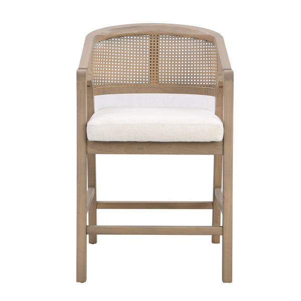 English Elm Wooden Rubberwood Counter Stools with Woven Rattan Back Mid Century Set of Two Light Ash N771P257313A