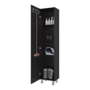 English Elm Vegas Tall Narrow Oak Tower Cabinet with Fixed Shelves for Laundry Utility Rooms Wenge B128P473979
