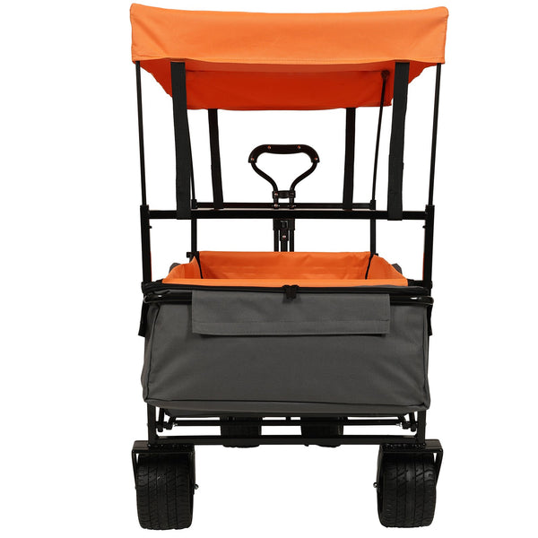 English Elm 480lbs Foldable All-terrain Wagon with Canopy Mosquito Net for Camping Outdoor Orange W2932P253227