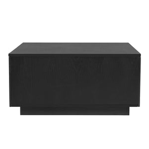 English Elm 33.25" Square Storage Coffee Table Four Drawer Matte Mdf Living Room Centerpiece Black N735P422508B
