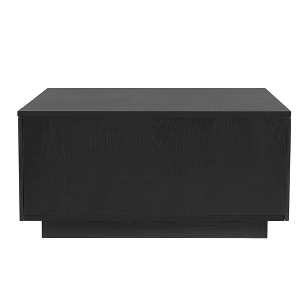English Elm 33.25" Square Storage Coffee Table Four Drawer Matte Mdf Living Room Centerpiece Black N735P422508B