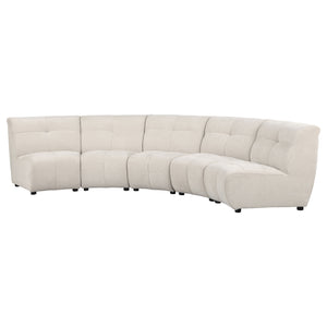 English Elm Oliver Five Piece Modular Sectional with Tufted Ivory Fabric for Open Living Spaces B062S01461