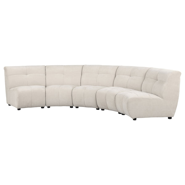English Elm Oliver Five Piece Modular Sectional with Tufted Ivory Fabric for Open Living Spaces B062S01461