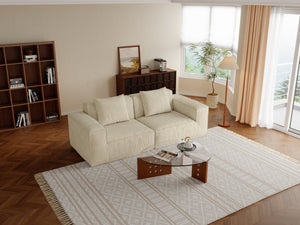 English Elm Modular Corduroy Velvet Sleeper Sofa Convertible Two Piece Set for Living Rooms W3147S00006