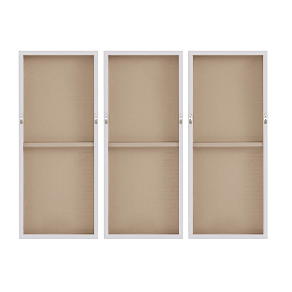 JLA Home Madison Park - Heavily Hand-Painted 3-Piece Canvas Triptych with Natural Rock Accents, Taupe Ombre & Subtle Glitter MP95C-0158