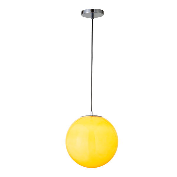 English Elm Ida Retro Pendant Light Opaque Amber Glass Shade Silver Finish for Dining Rooms B2769P498434