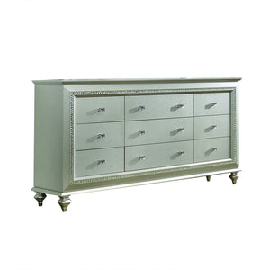 English Elm Kaitlyn Elegant Dresser with 9 Felt-Lined Drawers, Crystal Trim, Embossed Texture & Bun Legs Champagne 70 L x 21 W x 39 H B2726P261865