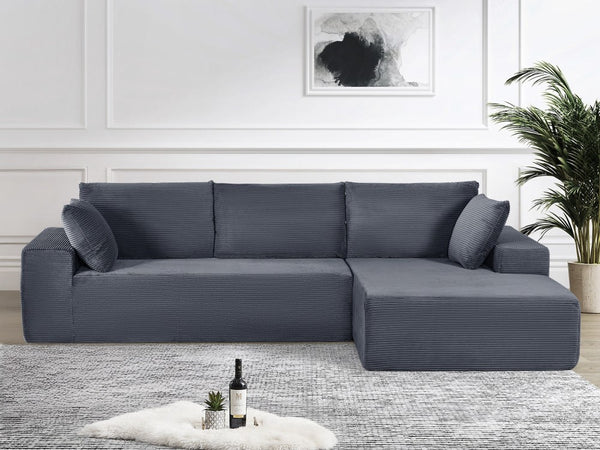 English Elm Cozyform Convertible Sectional Sofa - Soft Corduroy, No Assembly, Modern Design, Comfy & Versatile! B2735P359712