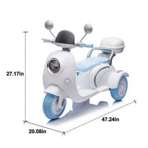 English Elm 12v Dual Motor Two Seater Kids Electric Ride on Motorcycle with Bluetooth Led and Trunk Blue W1578P268023