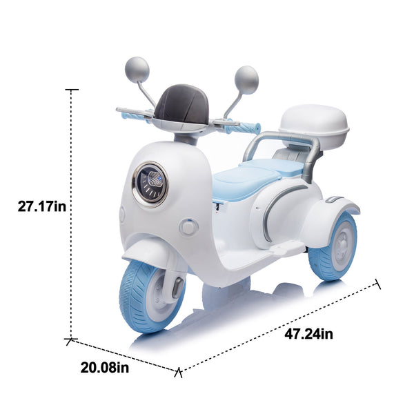 English Elm 12v Dual Motor Two Seater Kids Electric Ride on Motorcycle with Bluetooth Led and Trunk Blue W1578P268023