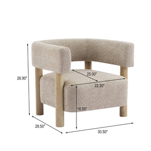 English Elm Christopher Knight Home® - Boucle Plush Bouclé Accent Chair with Rubber Wood Frame, Spring Bag Cushion for Cozy Support Natural Wood,Wheat 30.75 L x 28.9 W x 19.25 H N776P268327L
