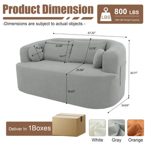 English Elm Loveseat Chenille Upholstered Sofa Compact Foam Seating for Small Apartments and Dens Gray W5385P454890