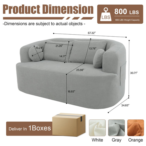 English Elm Loveseat Chenille Upholstered Sofa Compact Foam Seating for Small Apartments and Dens Gray W5385P454890