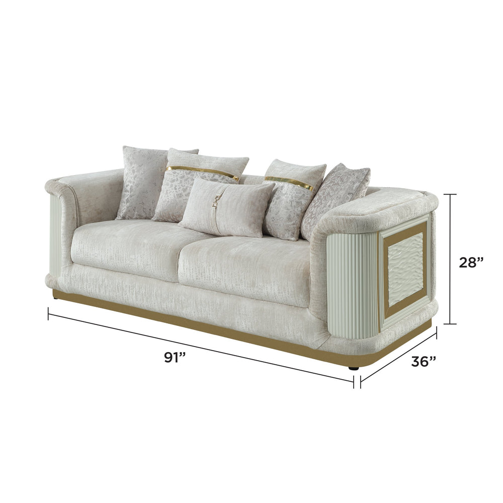English Elm Bona Glam Chenille Sofa with Diamond Panels and Champagne Gold Floating Base B009P417485