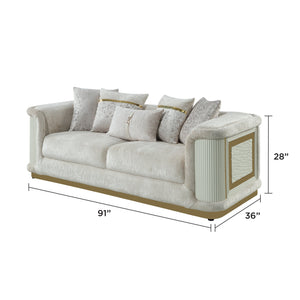 English Elm Bona Glam Chenille Sofa and Loveseat Set with Gold Steel Accents for Living Room B009S02176