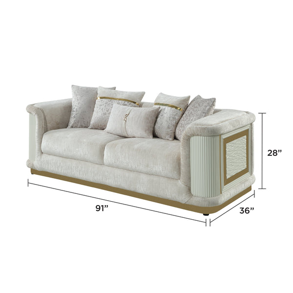 English Elm Bona Glam Chenille Sofa and Loveseat Set with Gold Steel Accents for Living Room B009S02176