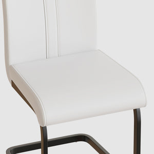 English Elm 47-63" Expandable Round Dining Set Mdf White Top Faux Leather Chairs for 6 White W3732S00065