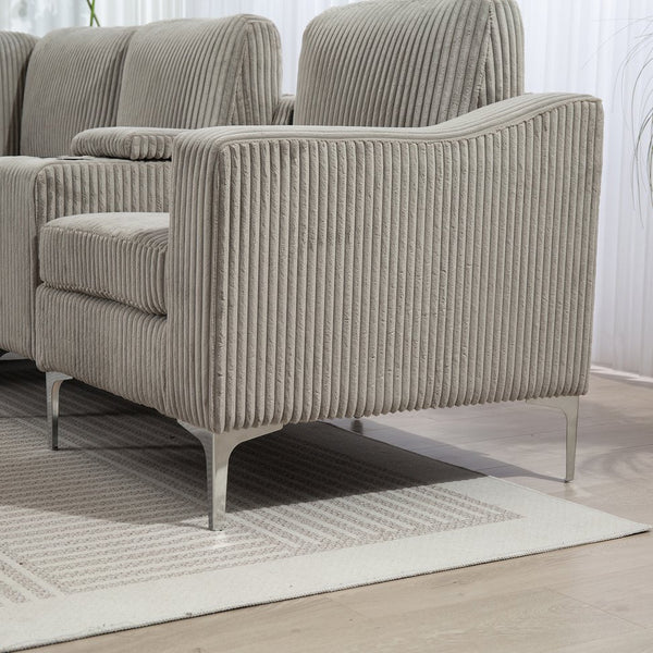 English Elm Convertible Sectional Sofa With Storage Ottoman, Usb Ports & Cupholders For Modern Living Rooms W3098S00033