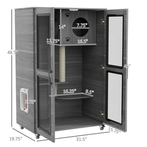 English Elm Pawhut Indoor Cat Enclosure Catio Villa with Scratching Posts Oak Furniture Style W2225P229157