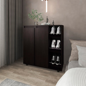 English Elm Houck 3-Tier Shoe Rack White — Compact Engineered Wood Organizer for Shoes, Boots, Bags & Entryway Storage B200P374501