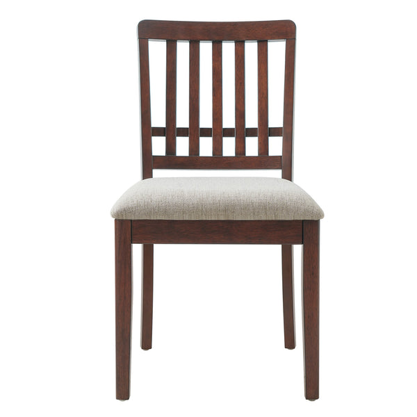 English Elm 2-piece Scandinavian Rubberwood Dining Chair Set with Curved Backrest and Padded Fabric Seat Brown N752P405934D