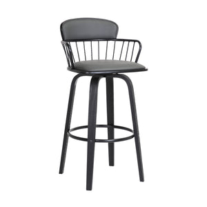 English Elm Willow Swivel Counterstool Gray Faux Leather Seat Modern Kitchen Bar Perch B2736P464837
