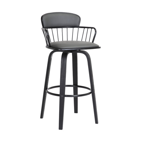English Elm Willow Swivel Counterstool Gray Faux Leather Seat Modern Kitchen Bar Perch B2736P464837