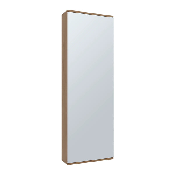 English Elm Natural Oak Shoe Rack with Mirror Door, 5 Shelves Vertical Space-Saving Cabinet for Entryways B062P303912