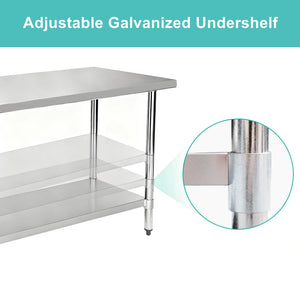 English Elm 24" X 48" Nsf Certified Stainless Steel Prep Table with Undershelf for Kitchens W3629P365472