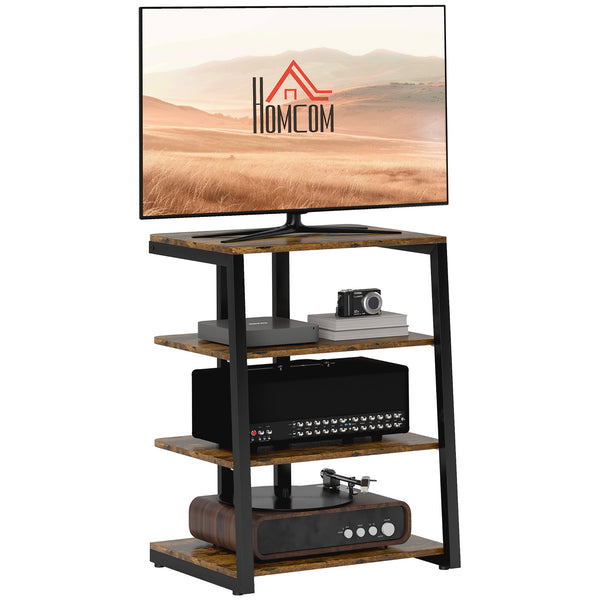 English Elm HOMCOM Compact TV Stand with Adjustable Shelves, Cable Management & Steel Frame for Small Rooms Rustic Brown W2225P229468