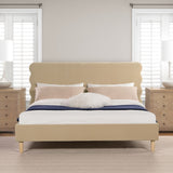 English Elm Stockholm Modern Wavy Headboard Platform Bed, King, Fawn Brown Performance Velvet