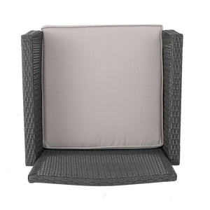 English Elm Christopher Knight Home® - ST LUCIA CHAIR Stylish PE Rattan Patio Seat with Iron Frame, Waterproof Fabric, Compact 28.25x25.5x17 Grey 54676.00GRY