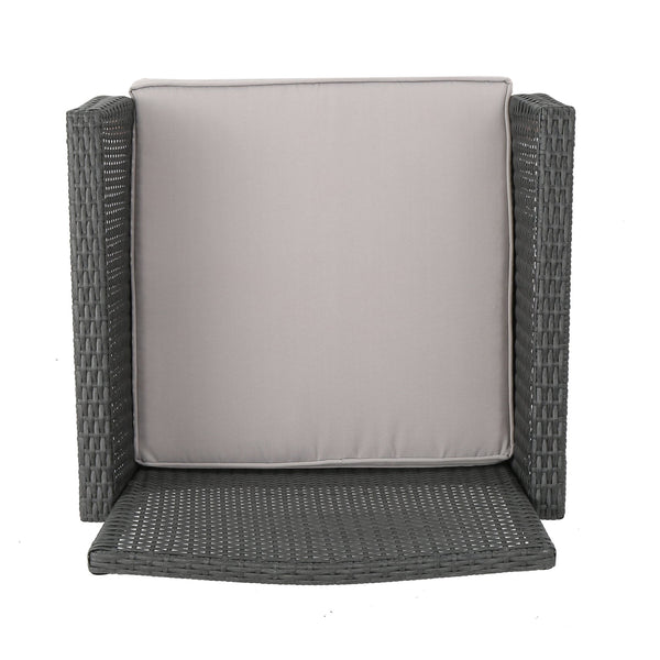 English Elm Christopher Knight Home® - ST LUCIA CHAIR Stylish PE Rattan Patio Seat with Iron Frame, Waterproof Fabric, Compact 28.25x25.5x17 Grey 54676.00GRY