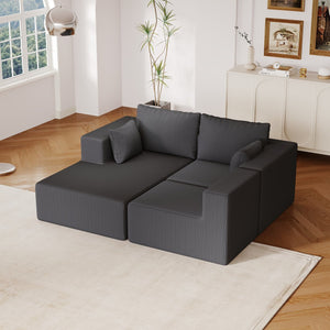 English Elm 108.3" Modular Cloud Sectional Corduroy Upholstered L Shape Sofa for Living Room Dark Grey W1097S00155