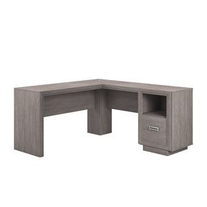 English Elm L-Shaped Desk - Spacious Brown Finish Workspace With Storage, Cord Management & Easy Assembly Options B356P367842