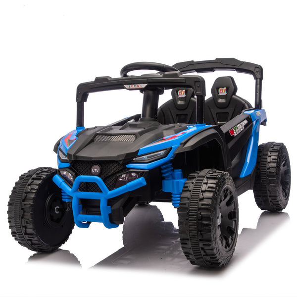 English Elm 24v Kids Utv Ride on with Dual 80w Motors Remote Control and Four Wheel Suspension Blue W1578P342132