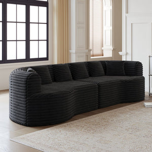English Elm Curved Chenille Sectional Sofa Oversized Four Seat Cloud Foam Living Room Lounge W3505P355588