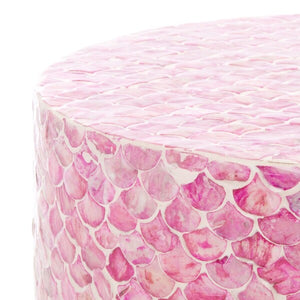 Emberlyn Round Accent Table - Stunning Pink Fish Scale Design for Artistic Home Décor and Style