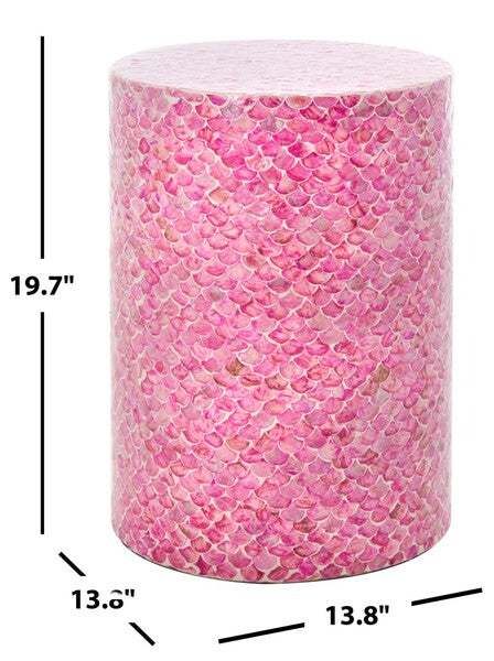 Emberlyn Round Accent Table - Stunning Pink Fish Scale Design for Artistic Home Décor and Style