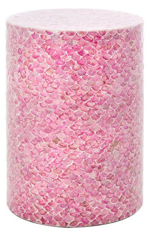 Emberlyn Round Accent Table - Stunning Pink Fish Scale Design for Artistic Home Décor and Style