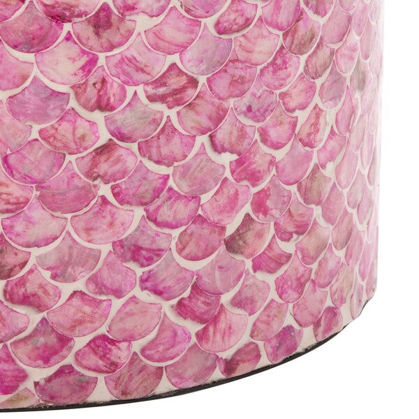 Emberlyn Round Accent Table - Stunning Pink Fish Scale Design for Artistic Home Décor and Style
