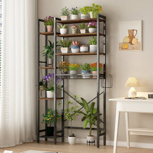 English Elm 8-tier Freestanding Over Toilet Organizer with Side Racks and Drain Basket Vintage Brown W2641P418457