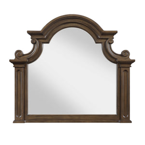 English Elm Traditional Oak Veneer Dresser with Arched Mirror Seven Drawer Bedroom Set B011S02506