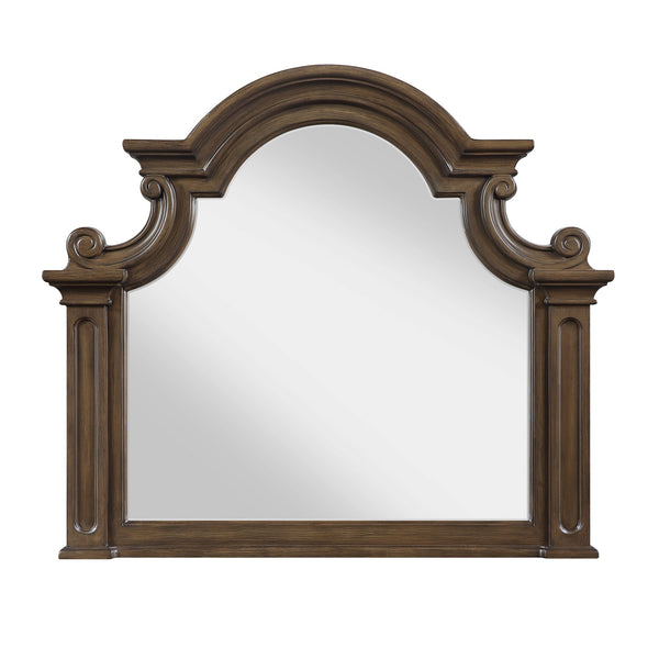English Elm Traditional Oak Veneer Dresser with Arched Mirror Seven Drawer Bedroom Set B011S02506