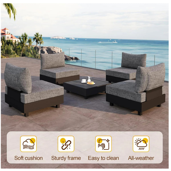 English Elm 2-piece Aluminum Modular Outdoor Chair Set with Olefin Cushions for Patio or Balcony B082P455167