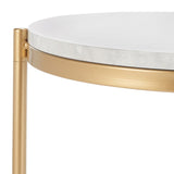 Safavieh Dove End Table  XII23 White Faux Marble  / Gold  Metal ACC2501A