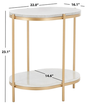 Safavieh Dove End Table  XII23 White Faux Marble  / Gold  Metal ACC2501A