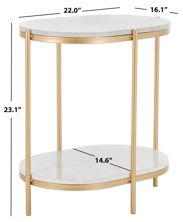 Safavieh Dove End Table  XII23 White Faux Marble  / Gold  Metal ACC2501A